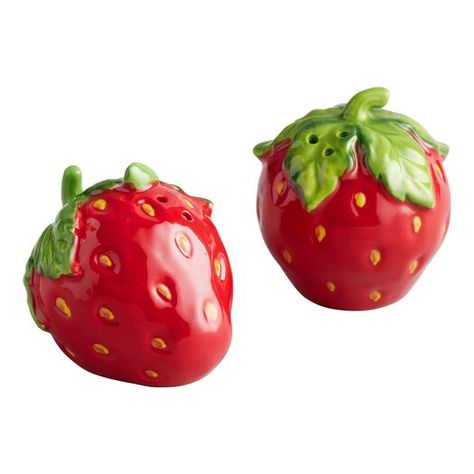 Hand Painted Strawberry Figural Salt and Pepper Shaker Set by World Market Painted Strawberry, House Shopping, Strawberry Kitchen, Kitschy Kitchen, Festive Holiday Decor, Salt Shaker, Print Coupons, Appetizer Plates, Salt And Pepper Set