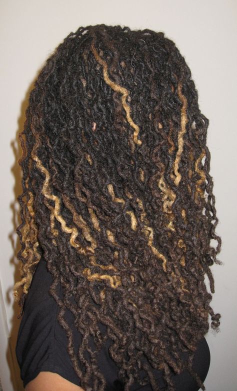 Loc styles | blonde highlights. I have these highlights and love them. Gives me some versatility. Freefrom Locs, Black Locs, Locks Hairstyles, Natural Crown, Loc Inspiration, Loc Hairstyles, Sister Locs, Beautiful Locs, Dreadlock Styles