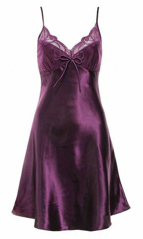 Sleepwear Fashion, Silk Nightgown, Silk Sleepwear, Silk Lingerie, Purple Satin, Pretty Lingerie, Beautiful Lingerie, Mode Inspiration, Dream Clothes