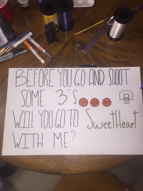 Cute Promposals Basketball, Basketball Formal Posters, Basketball Dance Proposal Ideas, Dance Proposal Ideas Basketball, Basketball Sadies Poster, Basketball Promposal Ideas For Her, Basketball Proposal Ideas, Dance Proposal Basketball, Hoco Poster Ideas Basketball