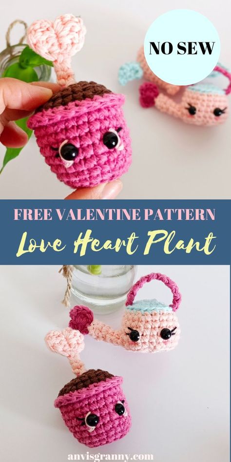 No Sew Amigurumi Free Pattern, Valentine Amigurumi, Crochet House, Heart Plant, Easy Crochet Animals, Crochet Baby Sandals, Sale Ideas, Valentines Patterns, Fall Fest