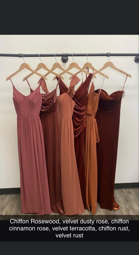 Mismatched Copper Bridesmaid Dresses, Light Burnt Orange Bridesmaid Dresses, Terracotta And Pink Bridesmaid Dresses, Mauve And Burnt Orange Wedding, Dusty Rose And Terra Cotta Wedding, Bridesmaid Dresses Terra Cotta, October Bridesmaid Dresses, Rust Colored Bridesmaid Dresses, Virgo Wedding