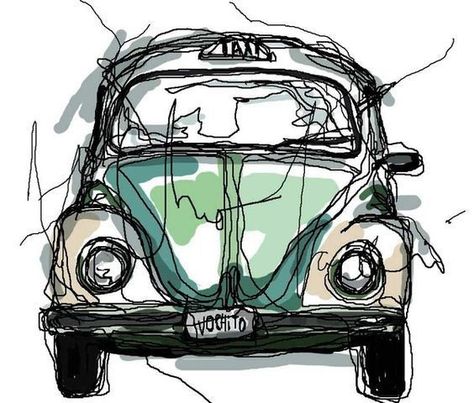 Painting On Canvas For Beginners, Vw Art, Pen Art Drawings, Canvas For Beginners, Urban Sketch, Architecture Drawing Art, 수채화 그림, Canvas Painting Ideas, Vw Bug