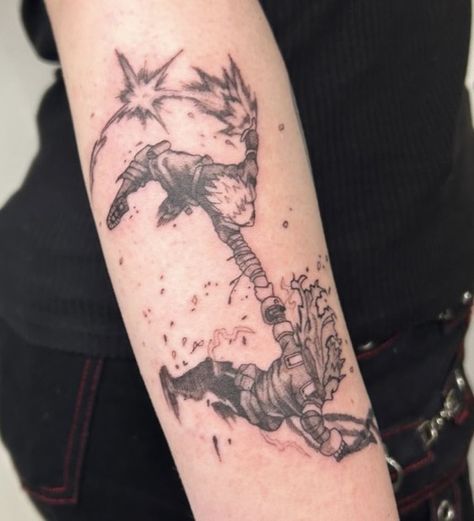 killingkatsuki on twt (not a tattoo artist) My Hero Academia Minimalist Tattoo, Tattoo Ideas My Hero Academia, Bakugou Inspired Tattoo, Anime Tattoos Mha, Bkdk Tattoo, Anime Tattoos My Hero Academia, Bakugou Tattoo, Csm Tattoo, Bakugo Tattoo