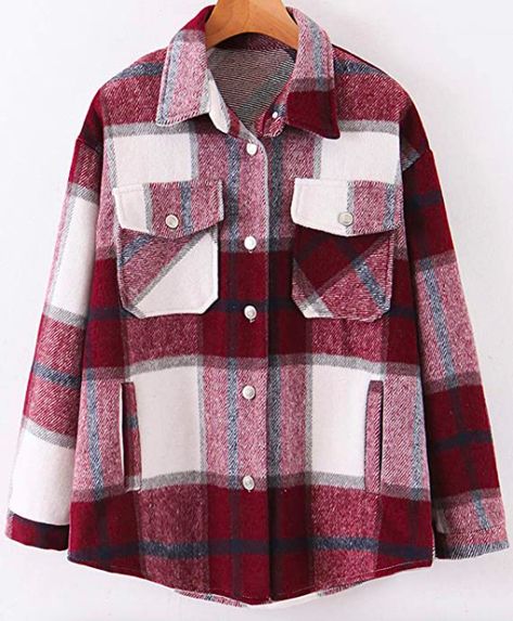 This Amazon Flannel Shacket Is Perfect For Fall Plaid Winter Jacket, Coat 2020, Jacket Coat Fashion, Plaid Jacket Women, Mode Mantel, Long Coat Jacket, Coat Women Fashion, Plaid Shirts, Chic Shirts