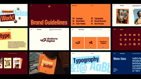 Andorra Digital - Brand Identity :: Behance Logo Identity Presentation, Brand Deck Design, Brand Identity Layout, Brand Guidelines Design Layout, Brand Identity Presentation, University Branding, Startup Presentation, Brand Guidelines Design, Brand System