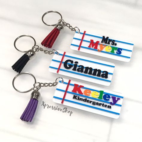 Student Name Keychain Gift, Cricut Teacher Keychains, Paper Keychain, Teacher Keychain Gift Tag, Keychain For Teachers, Best Teacher Acrylic Keychain, Pencil Keychain, Glowforge Aura, Teacher Gift Bags