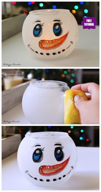 Fish Bowl Craft Ideas, Snowman Centerpieces, Diy Fish Bowl, Fish Bowl Crafts, Fishbowl Snowman, Fish Bowl Snowman, Bowl Snowman, Snowman Tutorial, Apple Turkey