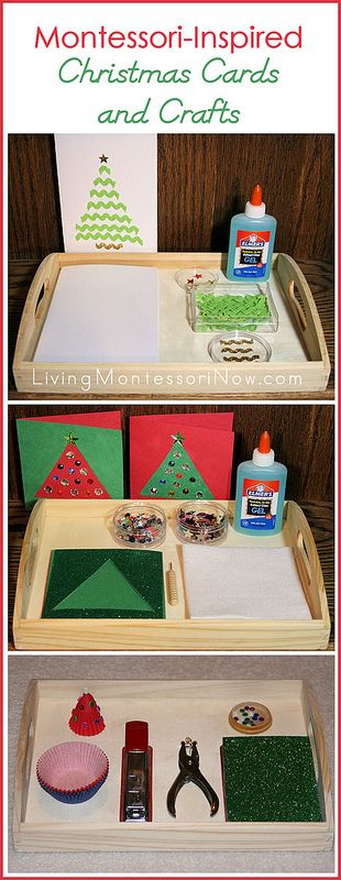 Simple ideas for preparing Montessori-inspired trays for Christmas cards and crafts (and for turning regular craft activities into Montessori-oriented activities). Post also includes the Montessori Monday link-up collection. Montessori Christmas, Waldorf Handwork, Waldorf Preschool, Montessori Work, Christmas Units, December Activities, Montessori Art, Montessori Preschool, Montessori Ideas