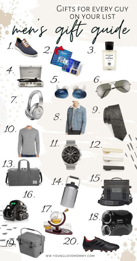 Top Gift Ideas for Men at any age and budget. This men's gift guide features gifts for dads, spouses, brothers, uncles and male friends at all price points. Male Friends, Gift Guide For Him, Diy For Men, Best Gifts For Men, Unique Birthday Gifts, Birthday Gift For Him, Mens Birthday Gifts, Gift Ideas For Men, Birthday Gift Ideas