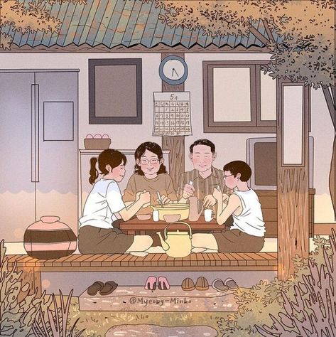 Funny Kittens, 동화 삽화, Ghibli Artwork, Family Drawing, Family Cartoon, 수채화 그림, Family Illustration, Anime Family, Korean Art