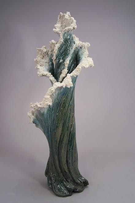 Pottery Sculptures & Statues, Water Clay Sculpture, Ceramic Waves Sculpture, Clay Ocean Art, Waves Sculpture, Ocean Sculpture, Sculpture Water, Wave Sculpture, Earth Clay