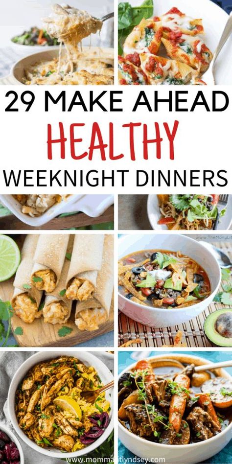 29 healthy make ahead dinners for busy weeknights. Great dinner ideas to prep and freeze for the week for busy moms! Ideas like chicken, crockpot, lunch leftovers and more! Week Dinner Ideas, Recipes For The Oven, Healthy Make Ahead Meals, Dinners For A Crowd, Instant Pot Air Fryer, Easy Weeknight Dinners Healthy, Great Dinner Ideas, Make Ahead Breakfast Casserole, Crockpot Ideas