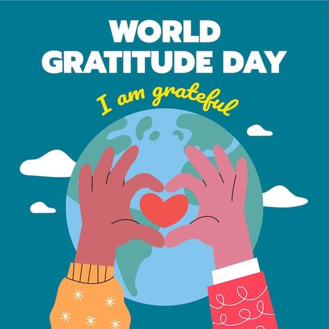 Flat illustration for world gratitude da... | Free Vector #Freepik #freevector #celebration-illustration #thank-you-illustration #grateful #gratitude Gratitude Illustration, World Gratitude Day, Celebration Illustration, Drawing Themes, Gratitude Day, Sketch Notes, Positive Psychology, Attitude Of Gratitude, Expressing Gratitude