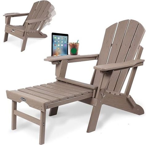 The perfect Adirondack Chair for your backyard. Adjustable and weather resistant. With or without footrest. #backyard #firepit Poolside Chairs, Wood Patio Chairs, Folding Adirondack Chair, Fire Pit Chairs, Folding Adirondack Chairs, Chair With Ottoman, Plastic Adirondack Chairs, Chair Options, Outdoor Patio Furniture Sets