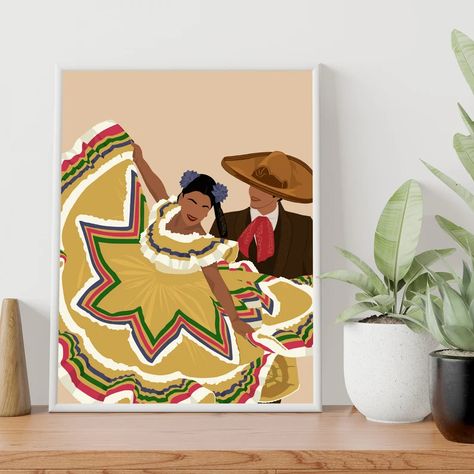 Ballet Folklorico Mexican Dancing Art Mexican Folk Art | Etsy Mexican Dancing, Mexican Dance, Dancer Poster, Hispanic Art, Folklore Art, Mexican Wall Art, Ballet Folklorico, Dancing Art, Latino Art