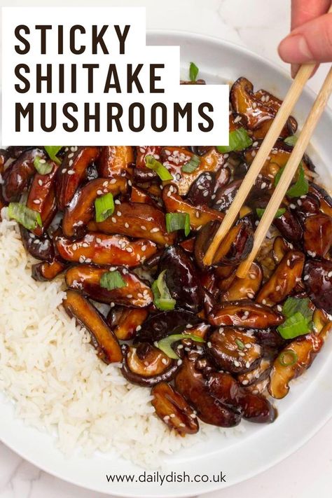 sticky shiitake mushrooms recipes Asian Hot Pot Recipe, Baked Mushroom Recipes, Shiitake Recipes, Dinner With Mushrooms, Shiitake Mushrooms Recipes, Soy Glaze, Vegan Meat Recipe, Hot Pot Recipe, Mushroom Dish