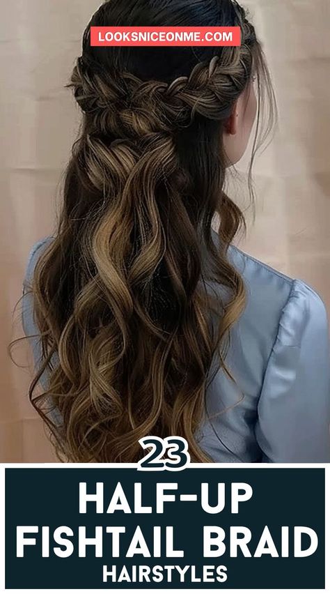 From weddings to weekend brunches, these half-up fishtail braid styles are versatile, trendy, and full of charm. #BraidedHairstyles #HalfUpdo #FishtailInspiration Braid With Hair Down, Fishtail Braid Styles, Long Textured Hair, Braid Half Up Half Down, Fishtail Hairstyles, Fishtail Braid Hairstyles, Braided Half Up, Diy Braids, Loose Braids