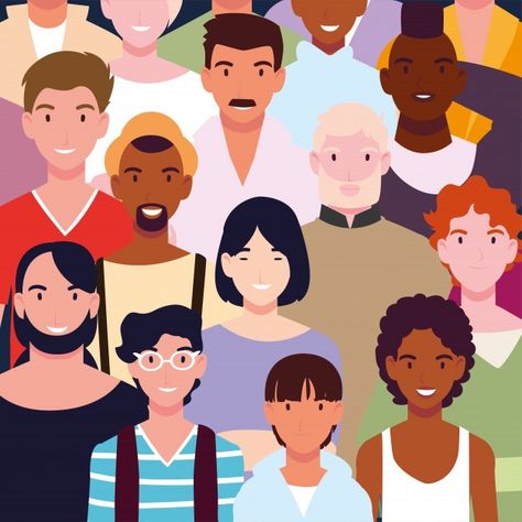 Pattern group of people smiling. Download it at freepik.com! #Freepik #vector #pattern #people #woman #man Racial Harmony, People Smiling, Print Design Template, Oil Art, Coffee Painting, Campaign Posters, Outline Art, Eco Design, Group Of People