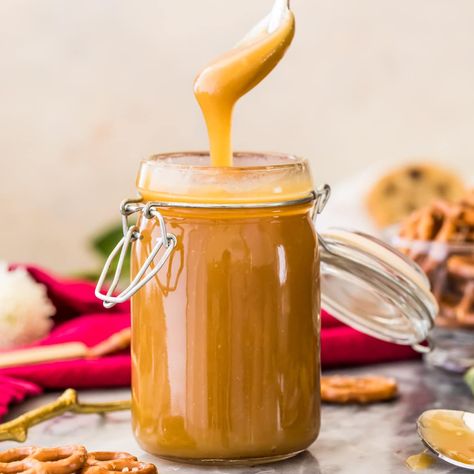 Easy Salted Caramel Sauce Homemade Caramel Candy, Easy Salted Caramel, Apple Ice Cream, Sugar Spun Run, Pie Fillings, Sweet Sauces, Whipped Honey, Caramel Recipes Sauce, Baking Fun