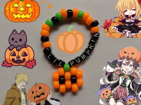 Cute kandi single for Halloween 🎃 added a cute pumpkin charm made by me as well to it for extra cuteness! Pumpkin Kandi Pattern, Kandi Pumpkin Tutorial, Kandi Pumpkin, Small Kandi Ideas, Halloween Kandi Ideas, Halloween Kandi Bracelets, Kandi Halloween, Kandi Single Ideas, Kandi Ideas Pattern