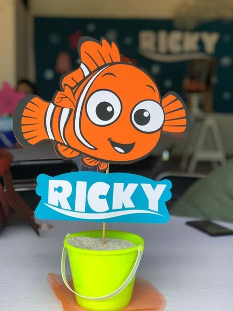 Finding Nemo Party Birthday Party Ideas | Photo 1 of 24 | Catch My Party Finding Nemo Centerpieces Ideas, Nemo Centerpieces Ideas, Finding Nemo Centerpieces, Finding Nemo Party Ideas, Nemo Party Ideas, Nemo Themed Birthday Party, Finding Nemo First Birthday, Finding Nemo Birthday Party Ideas, Ocean Birthday Theme