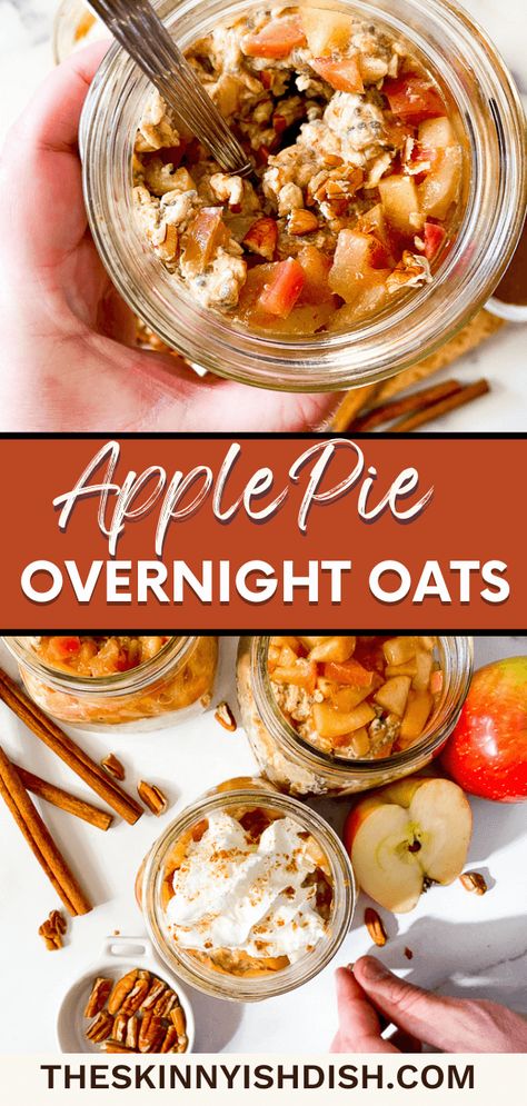 Easy Meal Prep Breakfast, Recipe For Apple Pie, Overnight Oats Vegan, Apple Pie Overnight Oats, Apple Overnight Oats, Cinnamon Oats, Overnight Oats Recipe Easy, Best Overnight Oats Recipe, Healthy Apple Pie