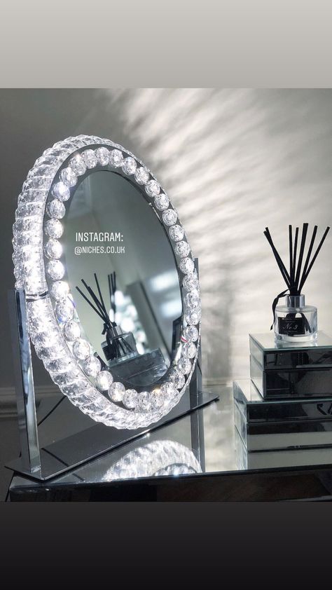 Niches Vanity Hollywood Mirror LED Crystal Oval Decorative Mirror , Stunning feature for a Dressing Table - Dressing Room Inspiration - Vanity Room Goals Crystal Vanity Mirror, Crystal Vanity, Crystal Mirror, Table Dressing, Hollywood Mirror, Mirror Led, Mirror Vanity, Vanity Room, Room Goals