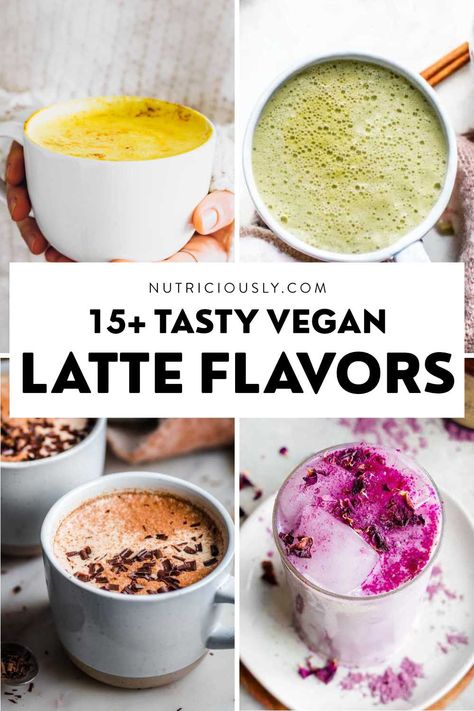 Healthy Lattes At Home, Unique Latte Flavors, Latte Flavor Ideas, Latte Ideas, Vegan Latte, Vegan Drinks Recipes, Cafe Recipes, Vegan Coffee, Coffee Substitute