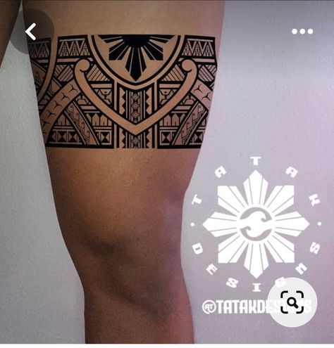 Leg Tattoos Women Polynesian, Native Filipino Tattoo, Thigh Trible Tattoos Women, Trible Tattoo Design For Women, Filipino Leg Tattoo, Filipino Tribe Tattoo Women, Filipino Tattoos Women Traditional, Philippines Tattoo Woman, African Tattoos For Women