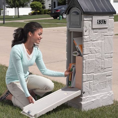 Mailbox With Package Storage, Mailbox Storage, Diy Lock, Mailbox Stand, Security Mailbox, Large Mailbox, Diy Mailbox, Architectural Mailboxes, Outdoor Paint