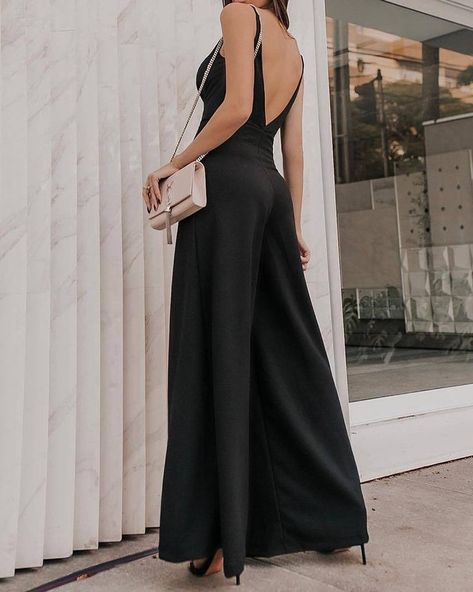 Straight high waist trousers jumpsuit Boho Style Jumpsuit, Baddie Style, Long Jumpsuit, Evening Jumpsuit, Colorful Jumpsuit, Loose Jumpsuit, Black High Waist, Fashion Elegant, Long Jumpsuits