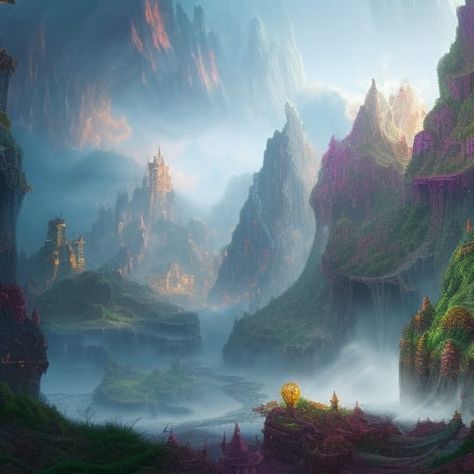 Fantasy Mountain Kingdom, Mountain Kingdom, Fantasy Aesthetic, Fairy Land, Fantastic Art, Mountain Range, Fantasy Landscape, In The Middle, The Middle