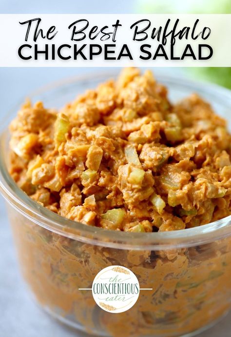 Looking for a flavorful vegan sandwich filling? Try out this Vegan Buffalo Chickpea Salad! This recipe is easy to make, healthy and perfect as a dip or filling for wraps and sandwiches! Save this pin and give this recipe a try! Buffalo Chickpea Bowl, Buffalo Salad Dressing, Chickpea Buffalo, Vegan Super Bowl Snacks, Chickpea Smash, Buffalo Chicken Bread, Buffalo Chickpeas, Buffalo Chickpea Salad, Vegan Sandwich Filling