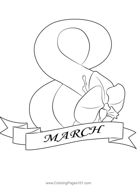 8 March Womens Day Coloring Page March Kids Crafts, Women's Day Coloring Pages, 8 March Drawing, March Drawing Ideas, 8march Women Day, Happy Women's Day Card, Happy School, Pre Primary, 8 Mart