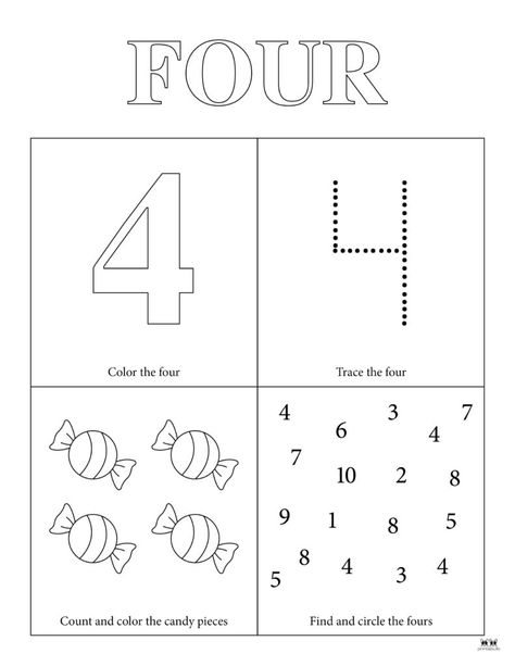 Choose from fifteen unique Number 4 tracing worksheets to help your young learner master this number. Print from home. 100% FREE! 4 Worksheets Preschool, Number 4 Crafts For Preschoolers, Number 4 Activities For Preschool, Number 4 Worksheets For Preschool, Number 4 Craft, Number 4 Worksheet, 3k Activities, Preschool Numbers, Free Printable Alphabet Worksheets