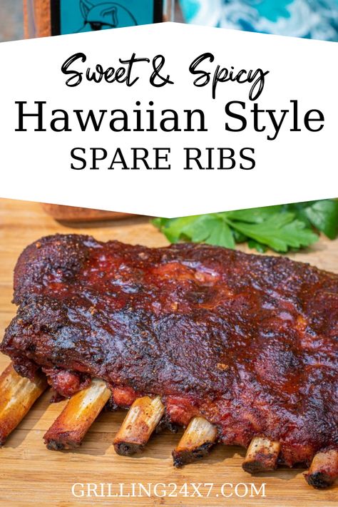 Sweet And Spicy Ribs, Hawaiian Beef Recipes, Hawaiian Short Ribs Recipes, Hawaiian Ribs, Hawaiian Barbecue, Asian Spare Ribs Recipe, Hawaiian Ribs Recipe, Hawaiian Bbq Sauce Recipe, Babyback Ribs Recipe