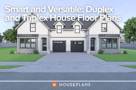 Offering many perks and benefits, duplex and triplex house floor plans deliver versatile options for homeowners. Duplex House Plan, Farmhouse Craftsman, Duplex Floor Plans, Duplex Plans, Duplex Design, Duplex House Plans, Farmhouse Style House Plans, Duplex House Design, Duplex House