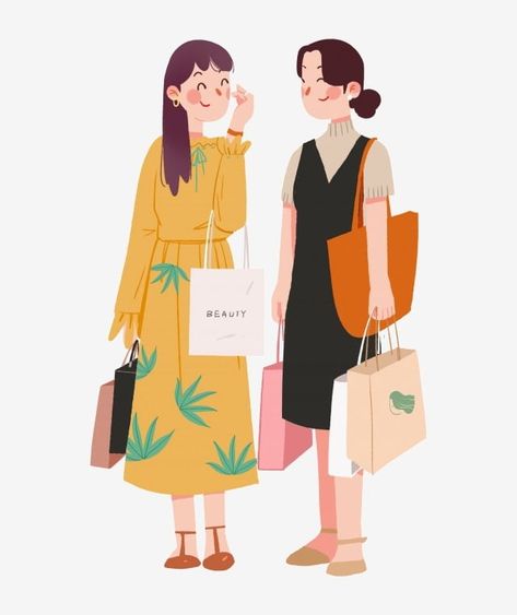 People Shopping Illustration, Woman Shopping Illustration, Shopping Bags Illustration, Shopping Bag Illustration, Shopping Drawing, Multitasking Illustration, Shopping Cartoon, Hospital Cartoon, Chat Illustration