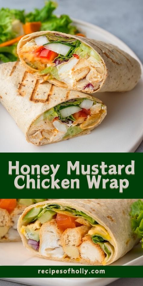 Honey Mustard Chicken Wrap - Recipes of Holly Honey Mustard Chicken Wrap, Healthy Wrap Recipes, Recipe Tracker, Wraps Recipes Healthy, Buffalo Chicken Wraps, Chicken Wrap Recipes, Chilled Desserts, Lunch Wraps, Chicken Wrap