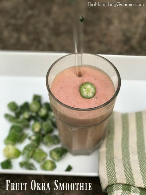 Why I Started Adding Okra into My Smoothie ( And Fruit Okra Recipe) - The Nourishing Gourmet Okra Smoothie Recipe, Okra Smoothie, Fresh Fruit Smoothie Recipes, Common Mallow, Marsh Mallow, Plant Recipes, Thm Drinks, Mallow Plant, Society Garlic