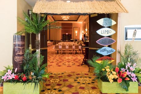 Tiki Planters | Agua Caliente Rancho Mirage End of the Summer Luau Event Decor 2018 | Hotels & Casinos | Meraki Visual Designs | Orange County Luau Entrance Decorations, Hawaii Theme Backdrop, Haunted Luau, Tropical Theme Corporate Event, Polynesian Cultural Center Luau, Rancho Mirage, Event Themes, Tropical Beach, Lounge Areas