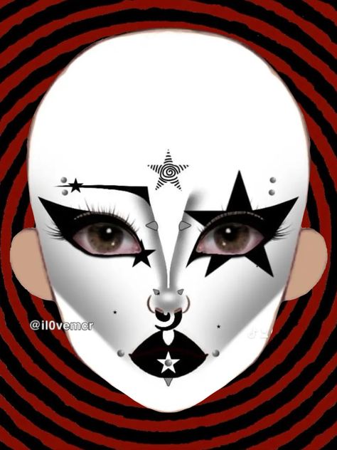 Makeup Looks Goth, Corpse Paint Aesthetic, Extreme Makeup Looks, Goth Makeup Ideas Drawing, Makeup Looks Drawing, Goth Makeup Inspo Drawing, Goth Glam Makeup Tutorial, Gothic Clown Makeup, Goth Clown Makeup