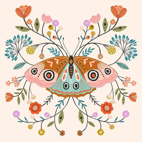 20/100#birdsbutterfliesandblooms #the100dayproject #butterfly #floralart #artlicensing #bethanjanine Arte Folk, Posca Art, Folk Art Flowers, Scandinavian Folk Art, Art And Illustration, A Butterfly, الرسومات اللطيفة, 그림 그리기, Ganesha