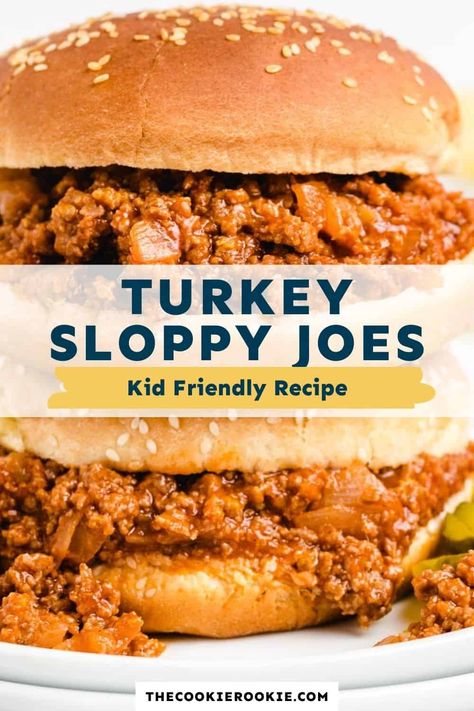 Turkey Recipes For Dinner, Ground Turkey Recipes For Dinner, Ground Turkey Sloppy Joes, Turkey Sloppy Joes Recipe, Healthy Sloppy Joe Recipe, Crockpot Ground Turkey, Ground Turkey Crockpot Recipes, Crock Pot Sloppy Joes, Healthy Sloppy Joes