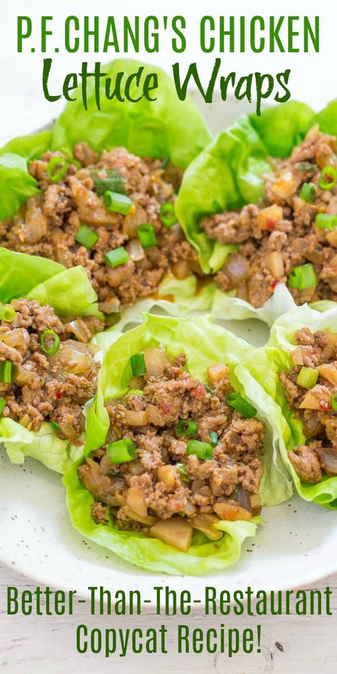 Pf Changs Lettuce Wraps, Easy Lettuce Wraps, P F Chang, Turkey Lettuce Wraps, Pork Lettuce Wraps, Chicken Wrap Recipes, Thai Recipe, Lettuce Wrap Recipes, Chicken Lettuce Wraps