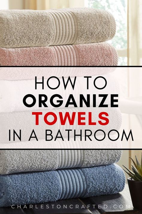 how to organize towels in a bathroom Towel Organizer Bathroom, Bathroom Shelving For Towels, Where To Store Towels In Small Bathroom, Washcloth Storage Ideas, How To Store Bath Towels, Ideas For Towel Storage In Bathroom, How To Decorate Towels In Bathroom, Towels Under Bathroom Sink, How To Store Towels In A Small Bathroom