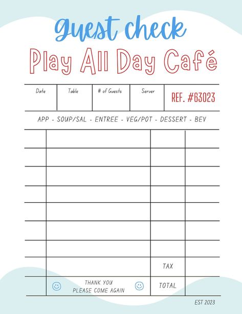 Restaurant Pretend Play Free Printables, Kindergarten Subtraction, Pretend Play Printables, Play Printables, Subtraction Kindergarten, Printable Props, Credit Card Machine, Guest Check, Pretend Play Kitchen