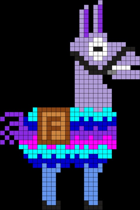 Fortnite Llama Perler Bead Pattern / Bead Sprite Fortnite Cross Stitch Pattern, Fortnite Perler Bead Patterns, Fortnite Crochet, Fortnite Pixel Art, Fortnite Llama, Kandi Cuffs, Easy Perler Bead Patterns, Pearl Beads Pattern, Fuse Bead Patterns