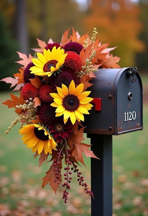 Elegant fall floral swags transform ordinary mailboxes into sophisticated focal points of autumn decor. Creating your own is easier than you might think and allows for personalization. With just a few key elements, you can craft a stunning swag that sets your mailbox apart. There's a simple trick to achieving a professional look that will impress your neighbors. Wreath For Mailbox Mail Boxes, Fall Mailbox Decor, Mailbox Decorations, Fall Mailbox, Mailbox Wraps, Floral Swags, Boost Curb Appeal, Mailbox Decor, Thrifty Diy